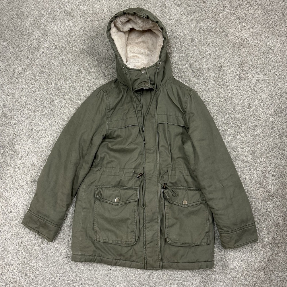 Aeropostale‎ Military Jacket Womens Medium Green Bella Swan Twilight Fur Trim